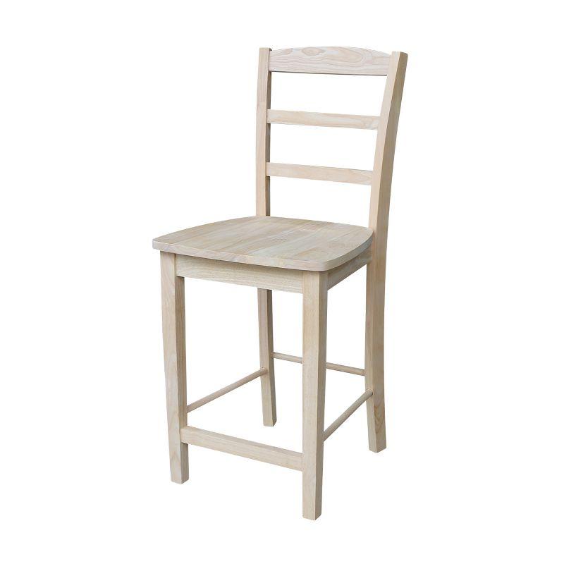 Traditional Unfinished Solid Parawood 24" Madrid Barstool