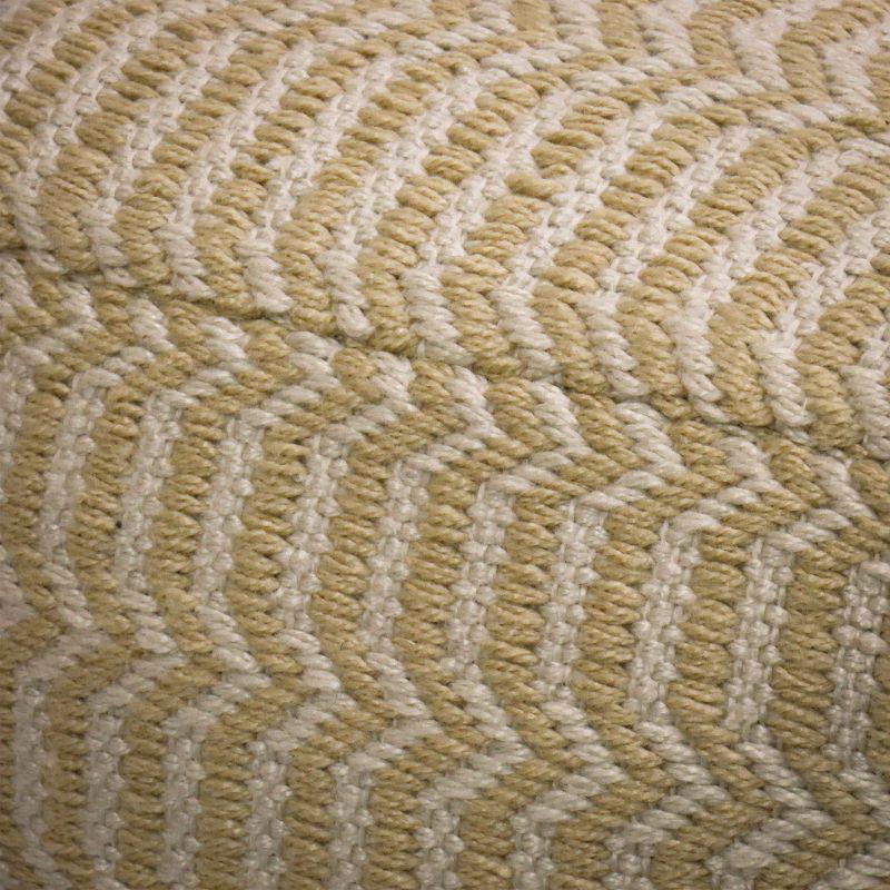 Sustainable Hand-Woven Sand Polyester 20" Pouf Ottoman