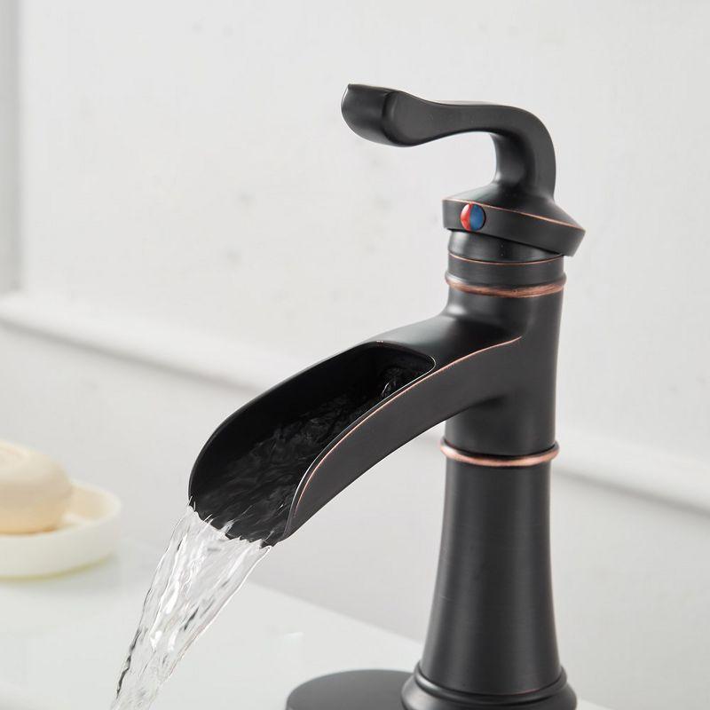 BWE Waterfall Single Hole Single-Handle Bathroom Faucet With Pop-up Drain in Oil Rubbed Bronze