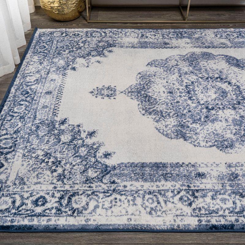 8'x10' Rosalia Cottage Medallion Area Rug, Navy/Ivory - JONATHAN Y