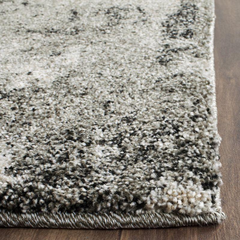 Luxurious Gray Abstract Shag Rectangular Rug - Easy Care, Stain-resistant