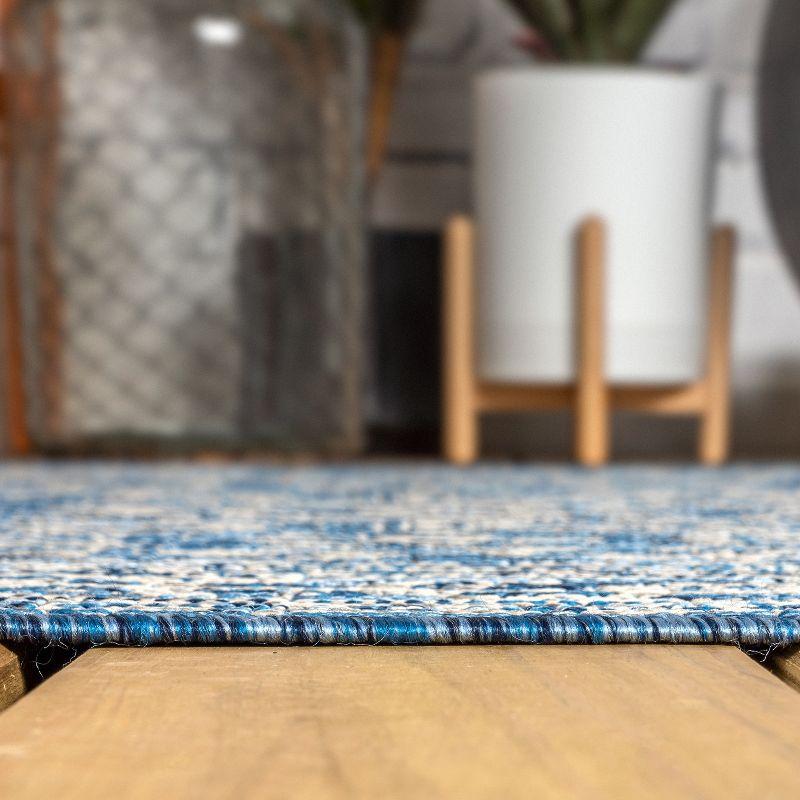 8'x10' Sinjuri Medallion Textured Weave Indoor/Outdoor Area Rug, Navy/Gray - JONATHAN Y