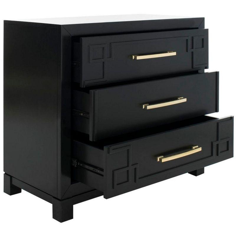 Raina 3 Drawer Chest - CHS6412 - Black/Gold - Safavieh