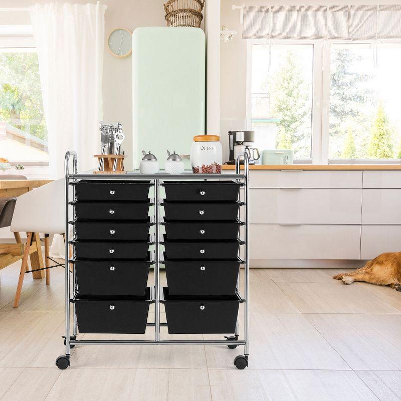 Costway 12 Drawers Rolling Cart Storage Mutlicolor Scrapbook Paper Studio Organizer Bins