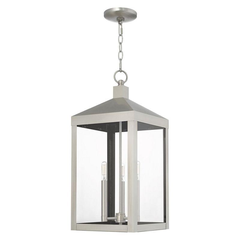 3 Light Outdoor Pendant Lantern with Clear Glass Shade