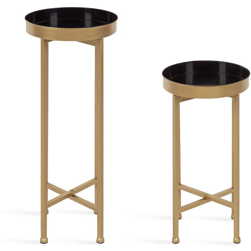 Kate and Laurel Celia Round Metal Nesting Table, 2 Piece, Black and Gold