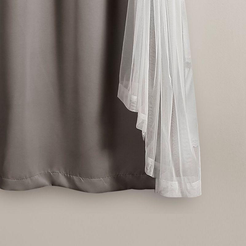 Light Gray Grommet Blackout and Sheer Curtain Panels, 38"W x 45"L