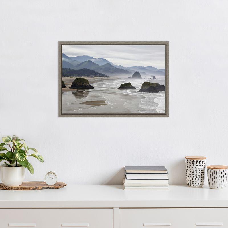 Amanti Art Cannon Beach fog rises over the coastline by Jaynes Gallery Danita Delimont Canvas Wall Art Print Framed 23 x 16-in.