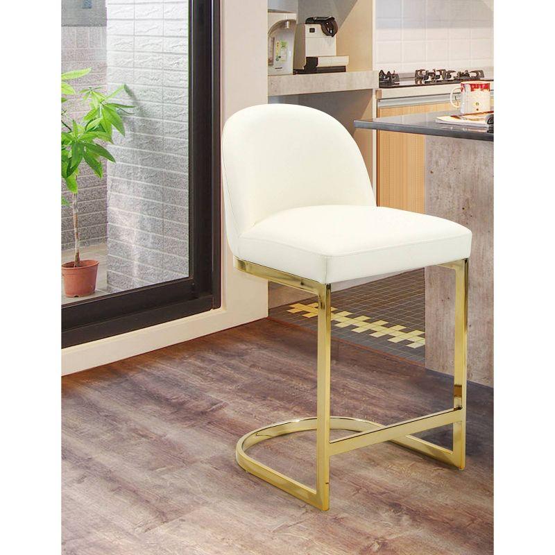 Adjustable Black Leather and Metal Counter Stool