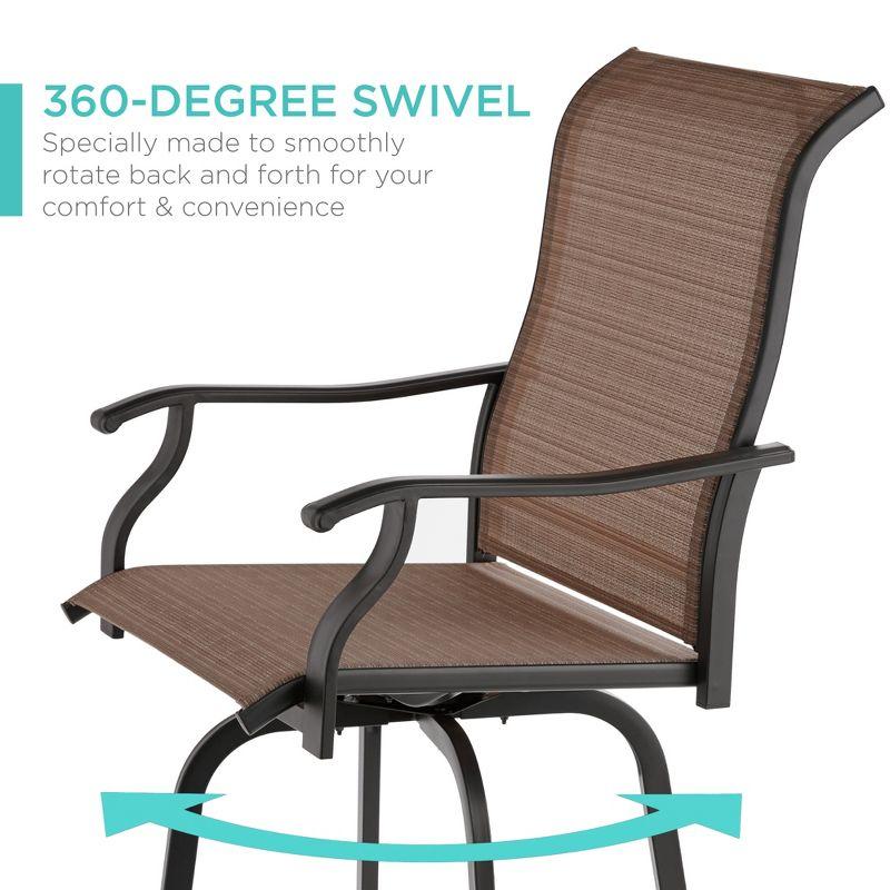 Best Choice Products Set of 2 Outdoor Swivel Bar Stools, Patio Barstool Chairs w/ 360 Rotation, All-Weather Mesh - Brown