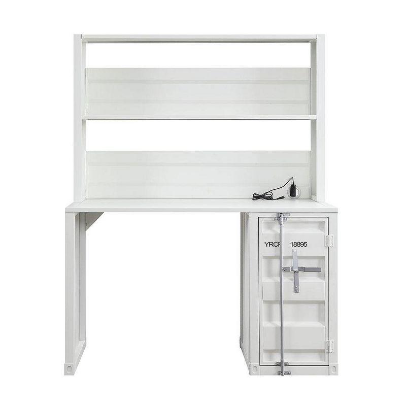 47" Cargo Desk White - Acme Furniture: L-Shaped Metal Frame, No Assembly, All Purpose Drawer