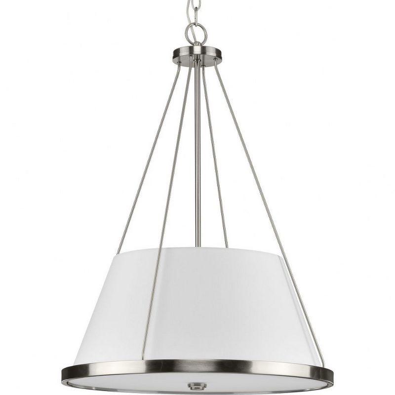 Progress Lighting Saffert 3-Light Pendant, Brushed Nickel, Fabric Shade