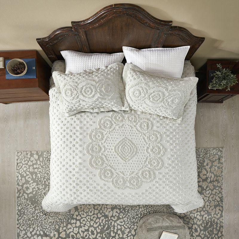Better Trends Heirloom Collection Machine Washable 100% Cotton Chenille Coverlet / Bedspread Lush & Comfortable Bedding Medallion Pattern Fit All-Season