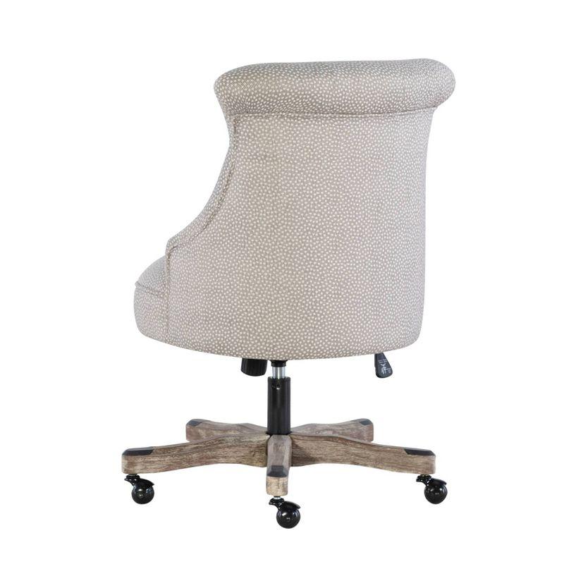 Sinclair Traditional Tufted Wood Base Swivel Office Chair Gray Wash Wood Base Light Gray - Linon
