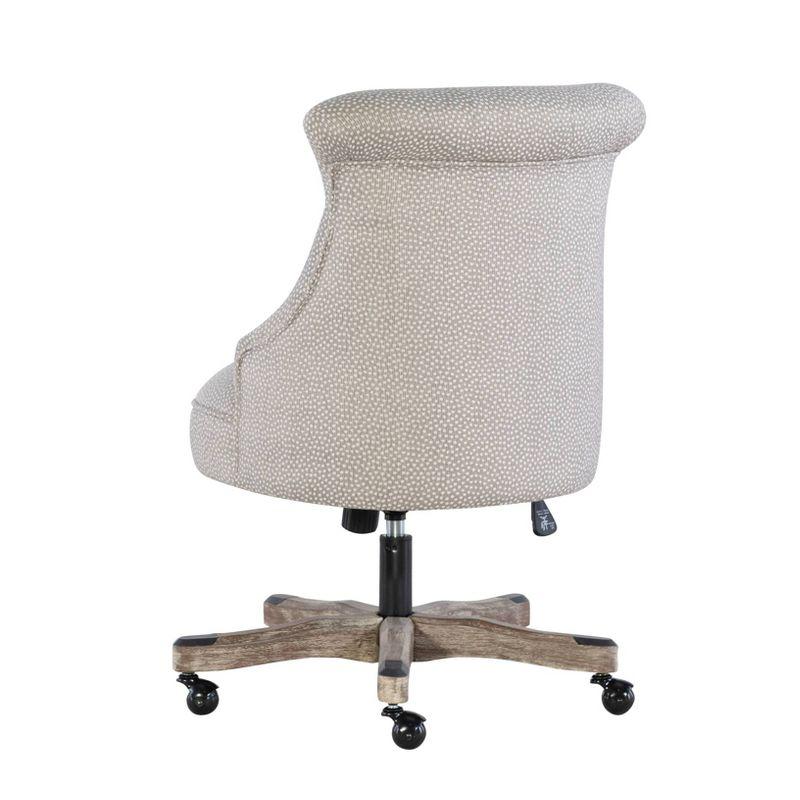 Sinclair Light Gray Swivel Executive Office Chair with Wood Base