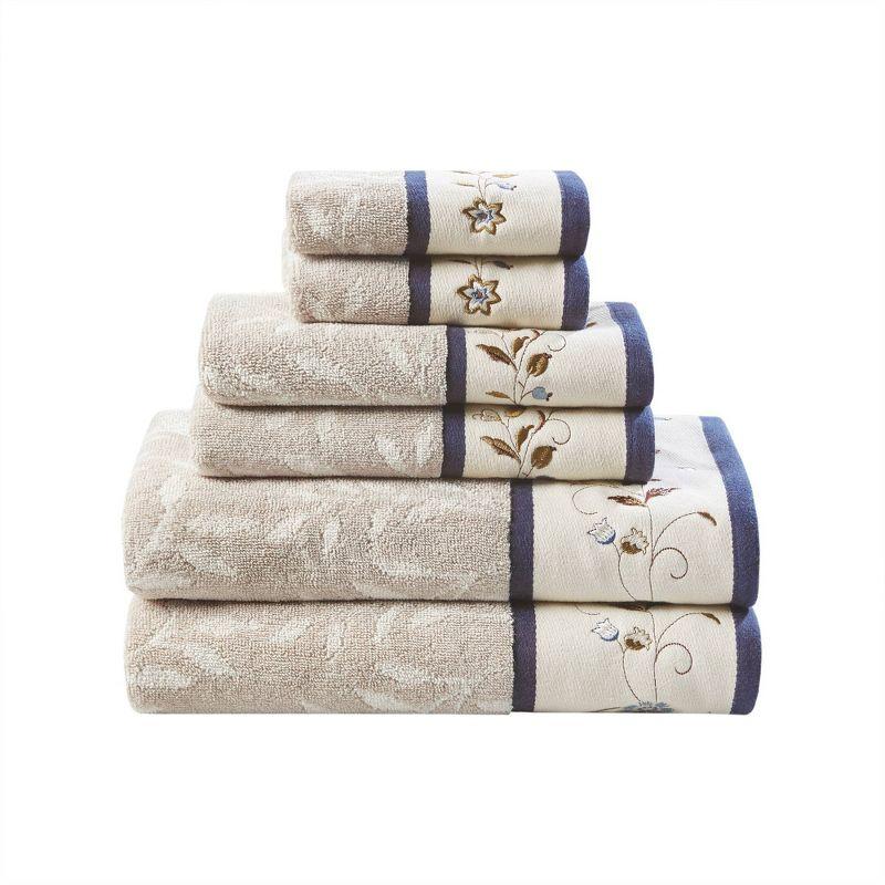 Madison Park Raheem Embroidered Cotton Jacquard Towel Set (Set of 6)