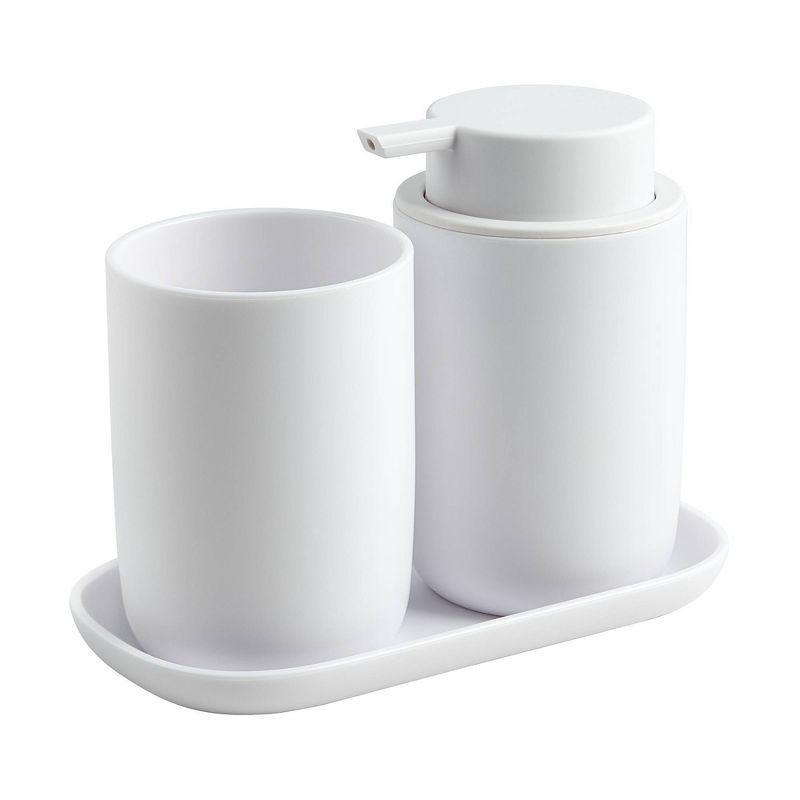 White Matte Plastic 3-Piece Bathroom Accessory Set