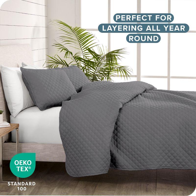 Twin/Twin XL Grey Oversized Quilted Coverlet Set by Bare Home