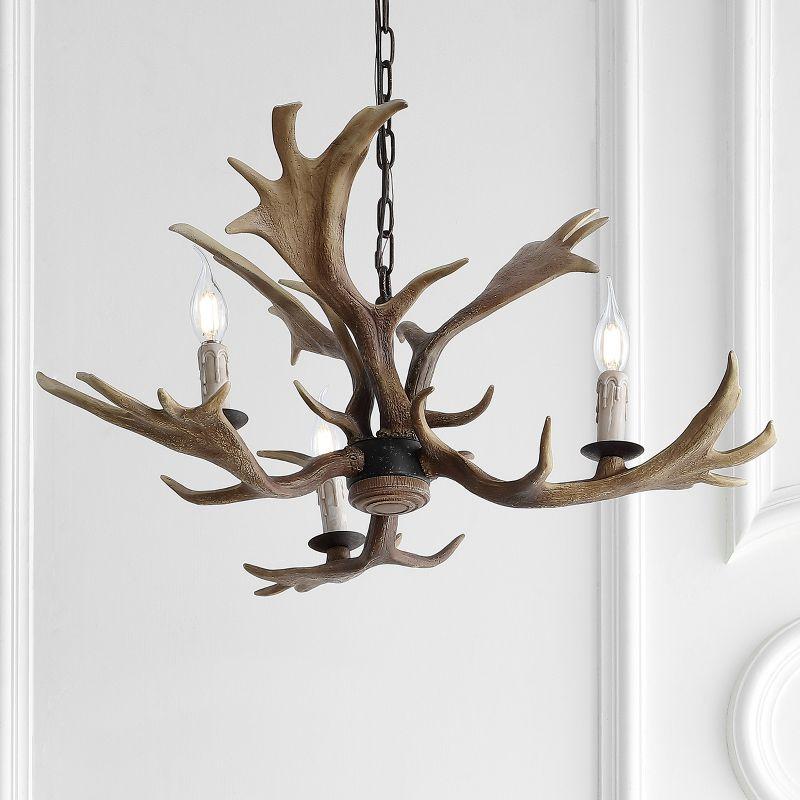 Eldora Rustic 27" Brown Resin Antler 3-Light LED Chandelier