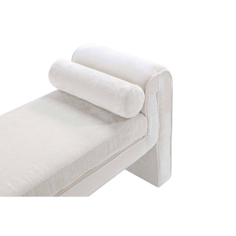 Manhattan Comfort 59" Concord Modern Chenille Upholstered Bench Ivory