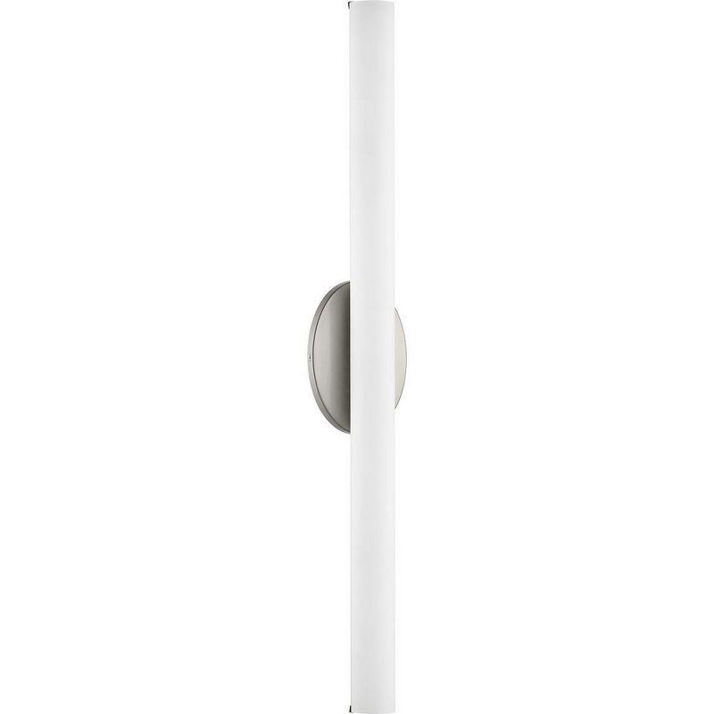 Progress Lighting Parallel 1-Light LED Bath Vanity Fixture, Steel, Satin Brass, Tubular Opal Glass Shade