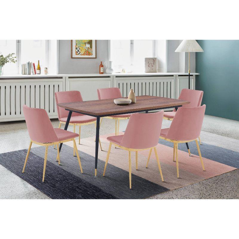 Elegant Pink Velvet and Gold Metal High-Back Dining Chairs (Set of 2)