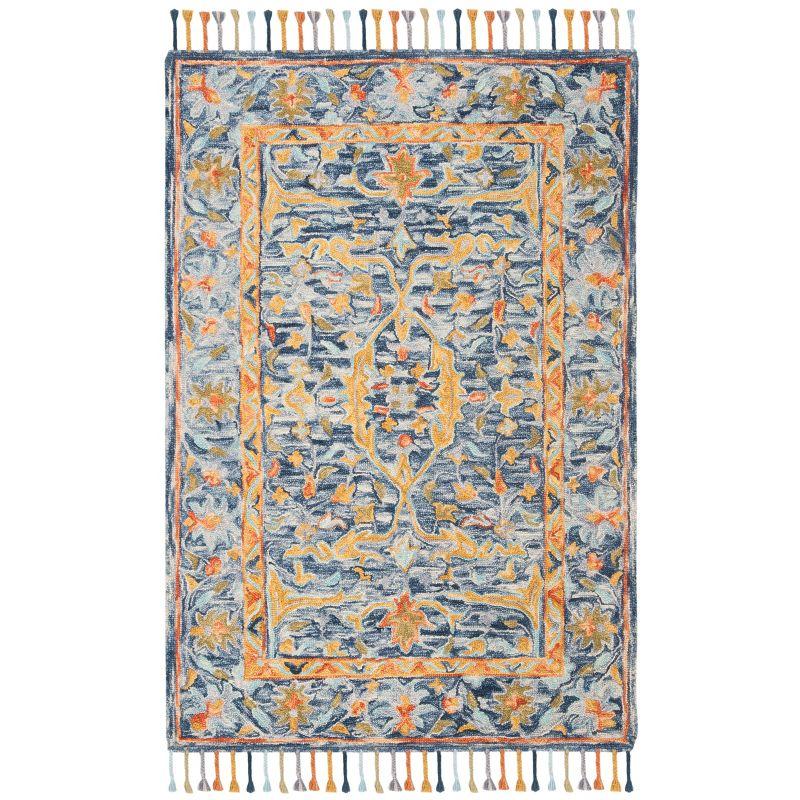 Aspen APN116 Hand Tufted Area Rug - Blue/Rust - 4' X 6' - Safavieh.