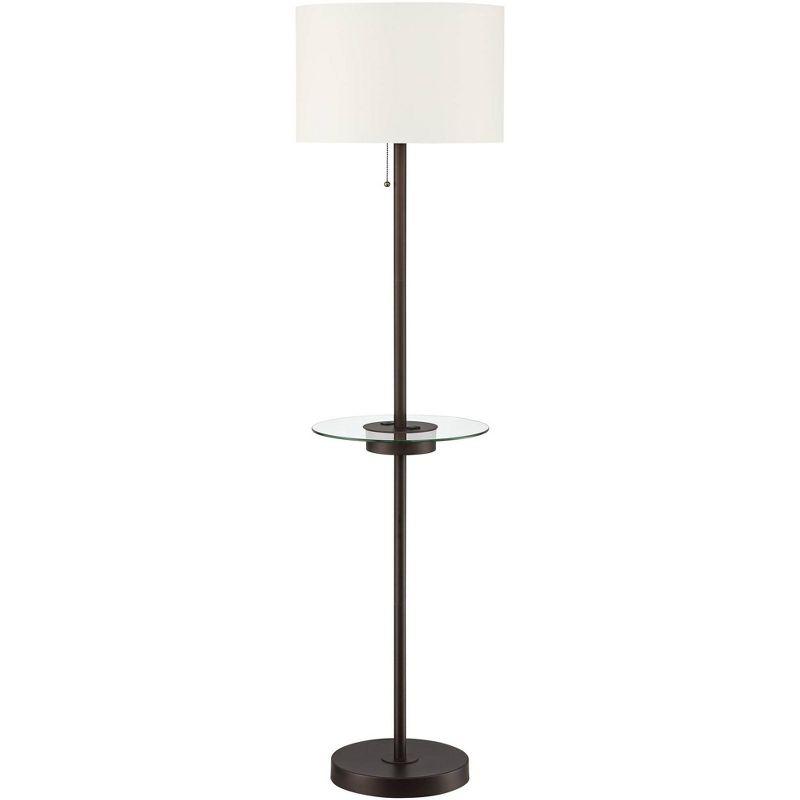 Bronze Floor Lamp with Glass Tray Table and USB Port