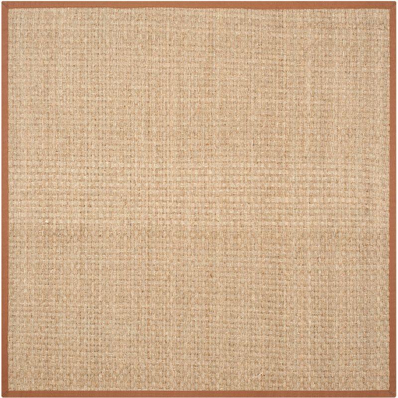 Natural Brown Hand-Knotted Cotton Square Area Rug