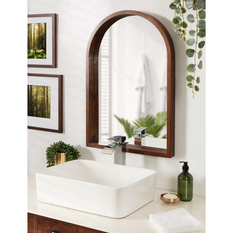 Hutton Arch Walnut Wood 20x30 Farmhouse Vanity Mirror