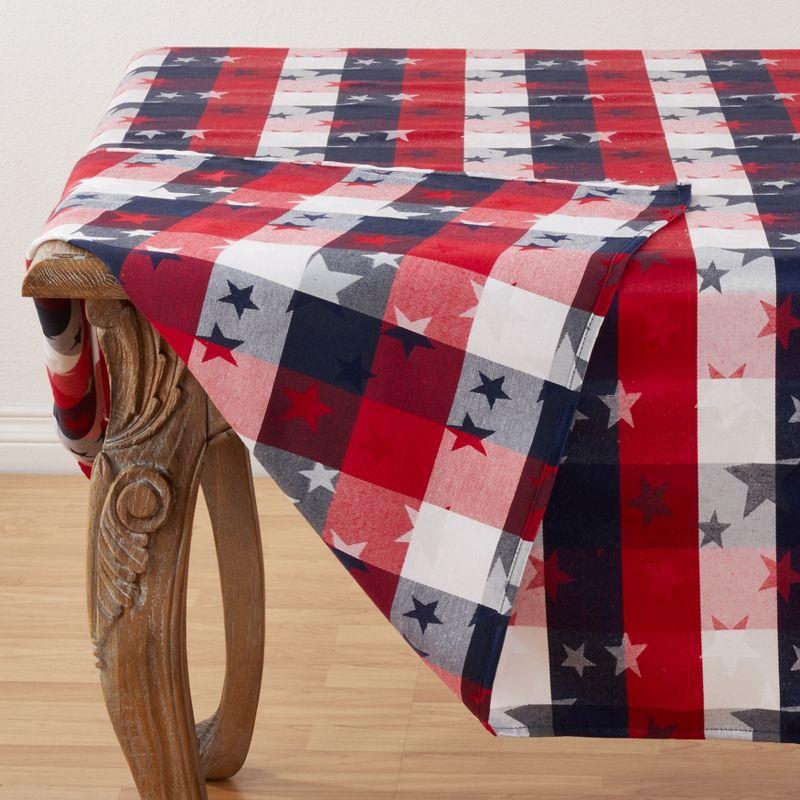 Saro Lifestyle Cotton Blend Tablecloth With Checkered And Stars Design