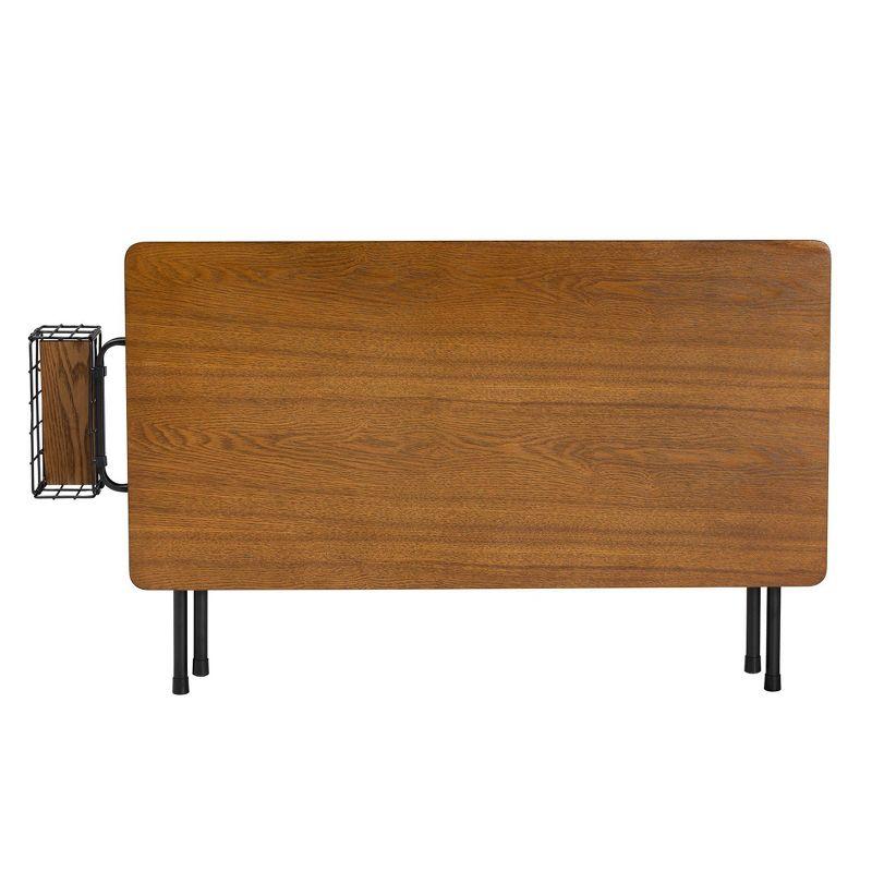 Mariela Low Profile Coffee Table with Basket Natural Brown/Black - Baxton Studio: Modern Rectangular Design, MDF Metal Frame