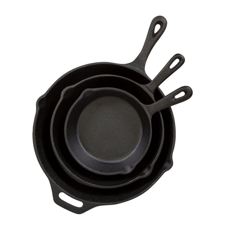 Oster 3 Piece Cast Iron Pre-Seasoned Frying Pans