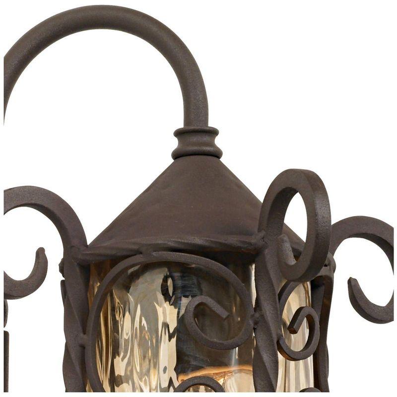 John Timberland Casa Seville Vintage Rustic Outdoor Wall Light Fixture Dark Walnut Scroll 13 1/4" Champagne Hammered Glass for Post Exterior Barn Deck