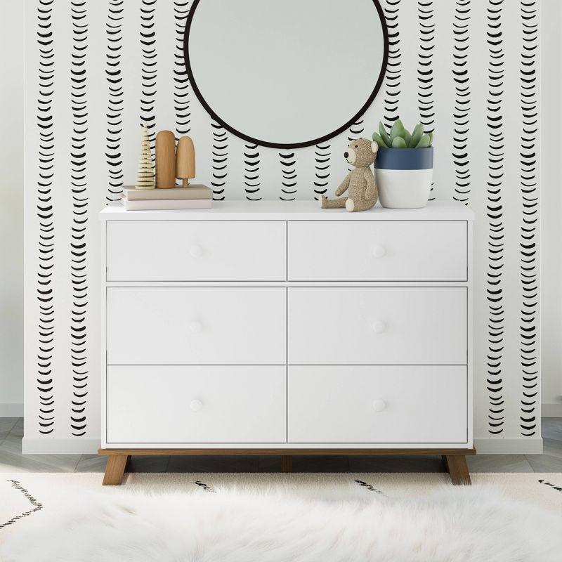 White and Driftwood Modern 6-Drawer Nursery Dresser