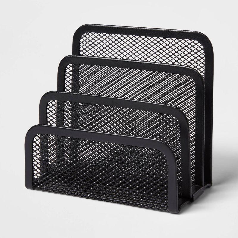 Black Steel Mesh Tiered Letter Sorter