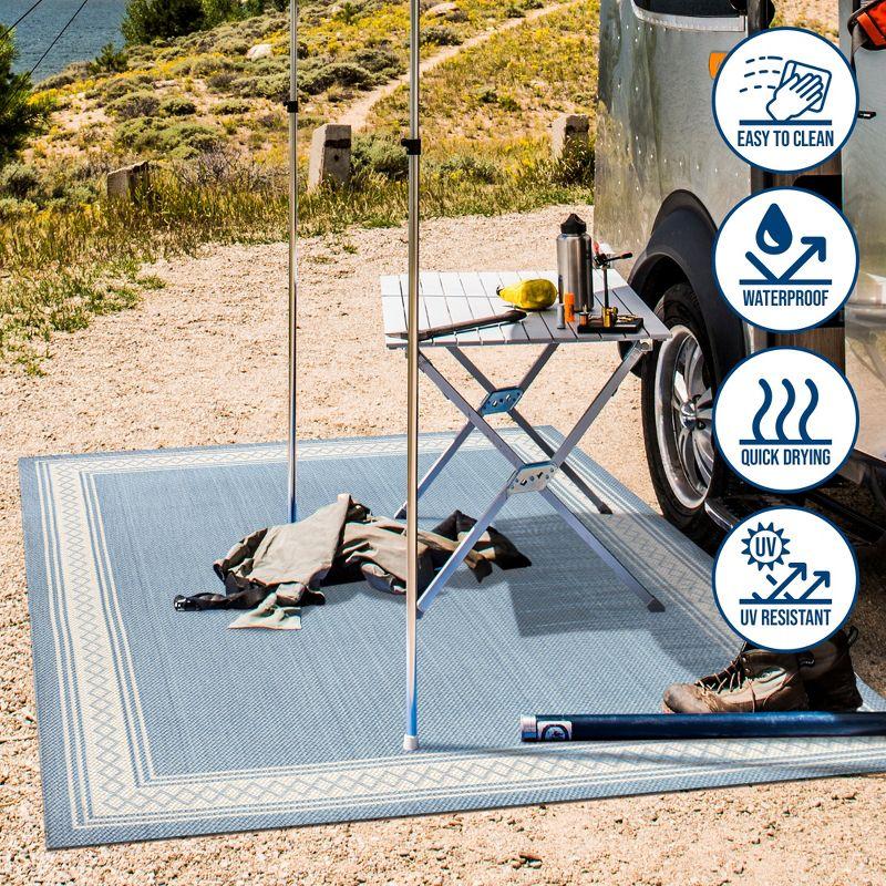 3' x 5' Lucia Classic Diamond Border Indoor/Outdoor Area Rug, Blue/Cream - JONATHAN Y