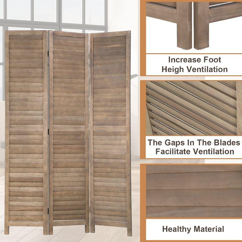 BestMassage 3 Panel Folding Wood Room Divider 5.75 Ft Tall Privacy Wall Divider, Brown