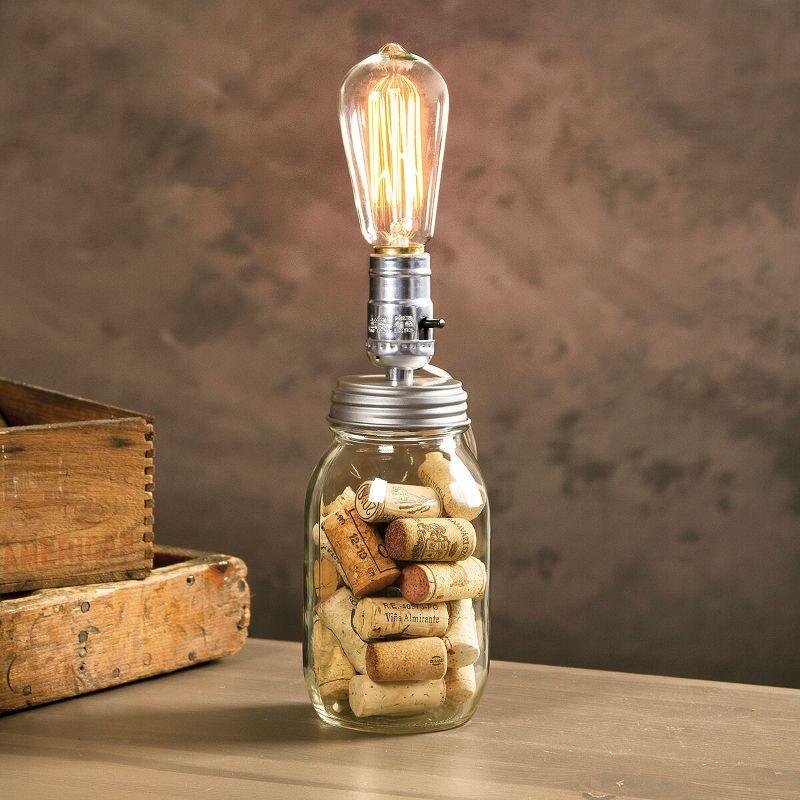 Silver Canning Jar Lamp Adapter with 8' Cord