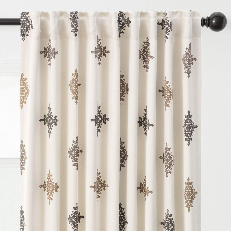 Chanasya 2pk Traverse Damask Print Room Darkening Window Curtain Panels - Set of 2 - 52 x 63 Inches Long - Chocolate