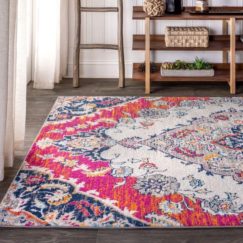 JONATHAN Y Bohemian FLAIR Boho Vintage Medallion Blue/Multi 3 ft. x 5 ft. Area Rug