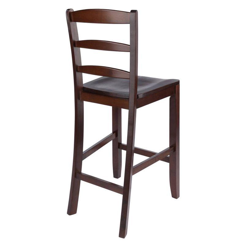 Set of 2 Ladder Back 24" Counter Height Barstool Hardwood/Walnut - Winsome: Solid Wood, Unupholstered, Antique Finish