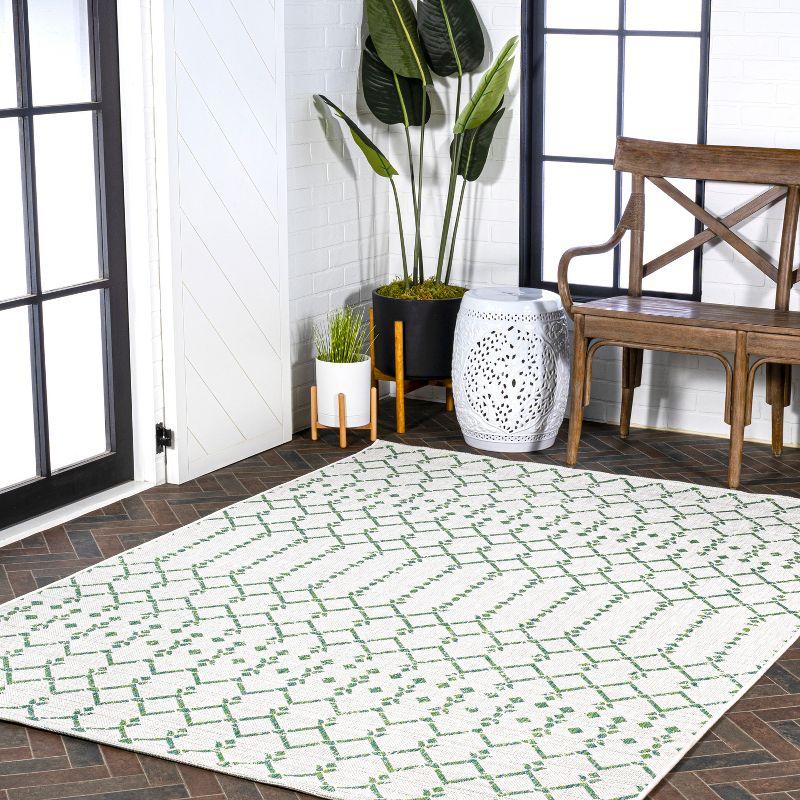 Ourika Moroccan Geometric Textured Weave Indoor/Outdoor Area Rug - JONATHAN Y