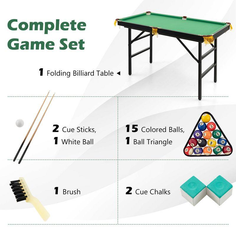 Costway 47" Folding Billiard Table Pool Game Table Indoor Kids w/ Cues Brush Chalk Green/Blue