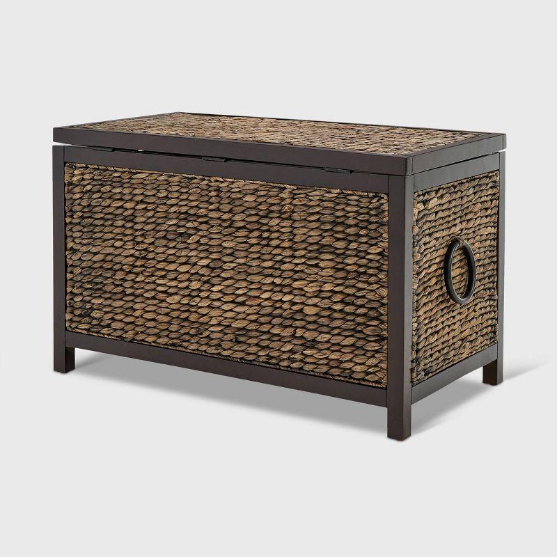 ClickDecor Wilson Storage Trunk Rustic Wicker Black: Farmhouse Style, No Assembly, Anti-Tip Hardware, 18x30x16"