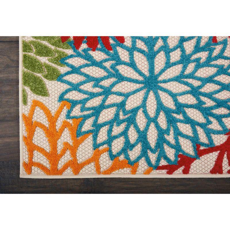 Nourison Aloha Floral Bloom Flatweave High-Low Indoor Outdoor Runner Rug Green 2'3" x 10'