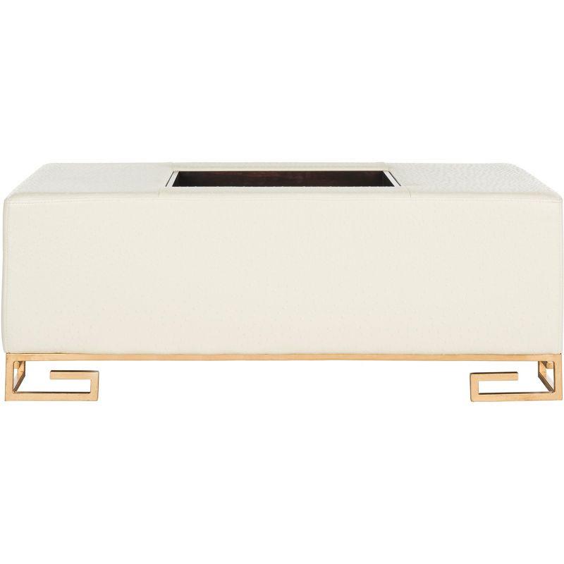 Transitional White & Gold Faux Ostrich Tray Coffee Table