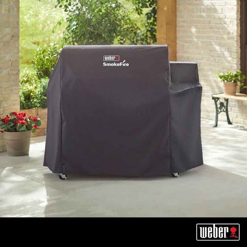 Weber SmokeFire 36 Inch Heavy Duty Lightweight BBQ Cover Compatible with SmokeFire EX6, EPX6, and ELX6 Wood Pellet Grill, Black