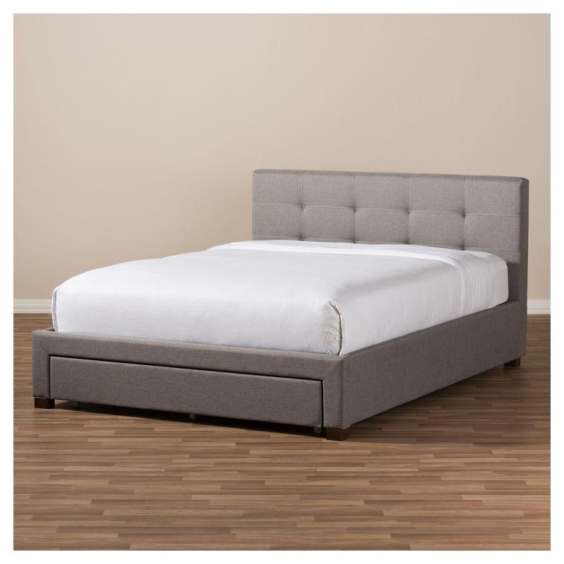 Brandy Modern and Contemporary Fabric Upholstered Platform Bed with Storage Drawer - Baxton Studio