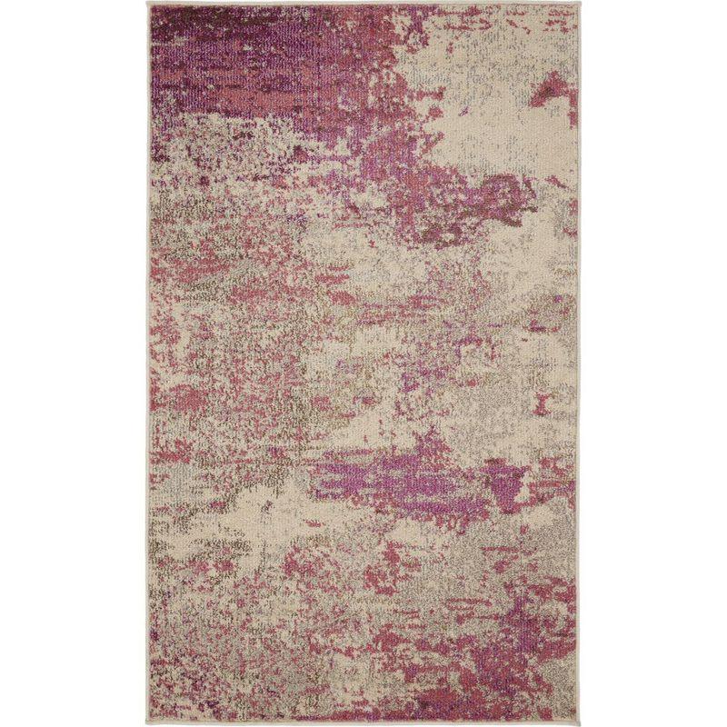 Celestial CES02 Area Rug Colorful Contemporary Abstract By Nourison Ivory/Pink 3' x 5'